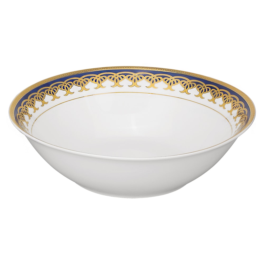 Service de table en porcelaine 57 pièces aux accents dorés et bleus de Lorren Home Trends