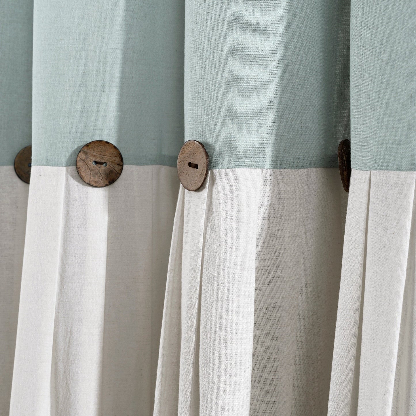 Lush Decor Two-tone Linen Button Shower Curtain