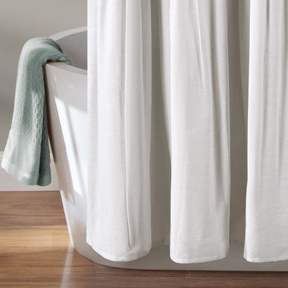 Lush Decor Two-tone Linen Button Shower Curtain