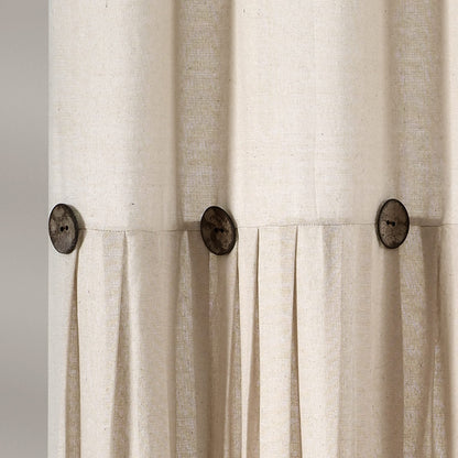 Lush Decor Two-tone Linen Button Shower Curtain