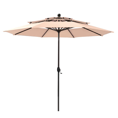 MAISON ARTS 10ft 3 Tiers Vented Patio Outdoor Umbrella with Auto-tilt and Crank Lift