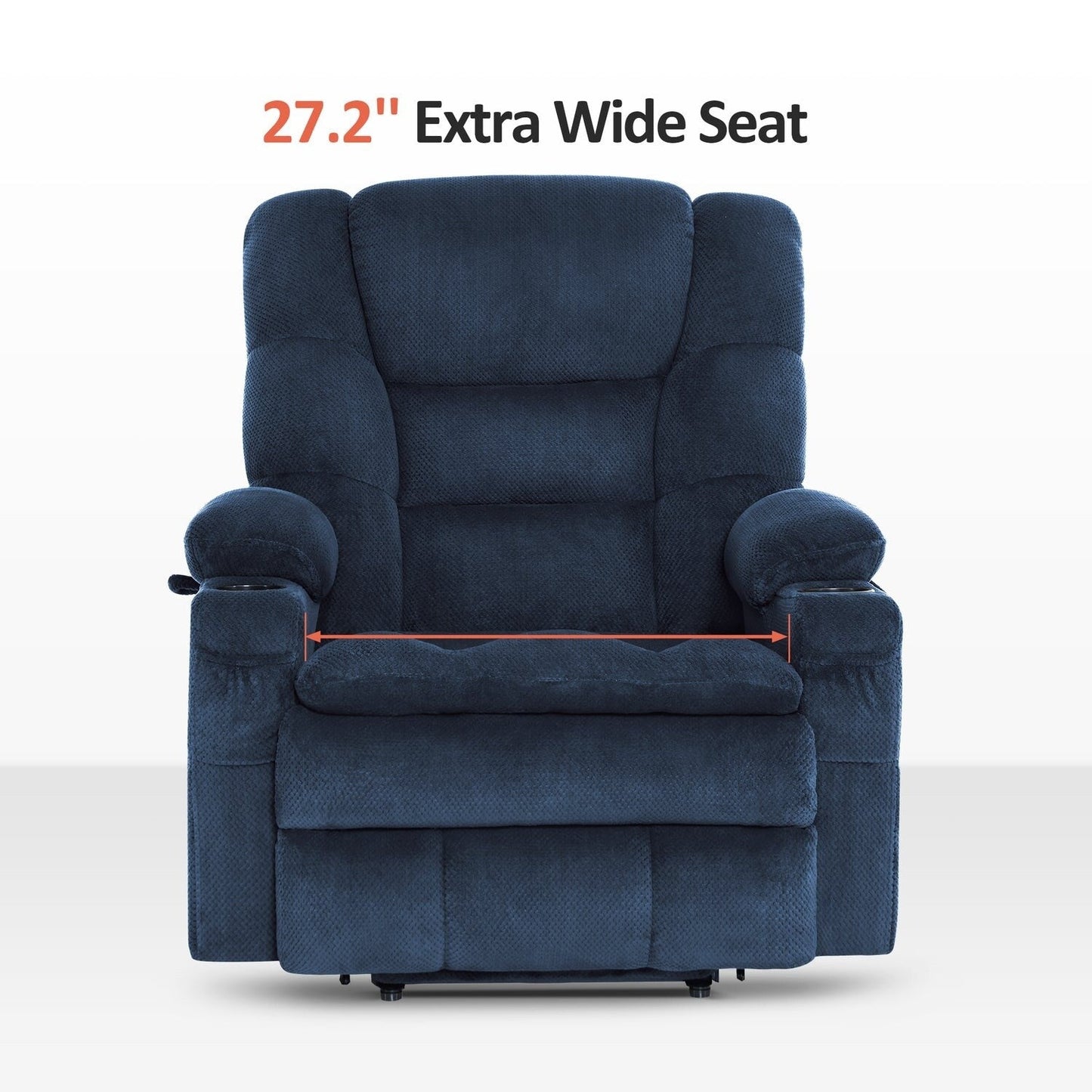 Fauteuil inclinable électrique à double moteur MCombo, grand format, avec massage et double chauffage, pour personnes âgées de grande taille, tissu R7635