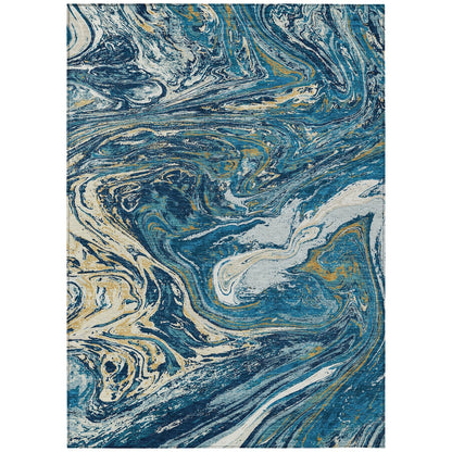 Machine Washable Indoor/ Outdoor Abstract Brushstroke Chantille Rug