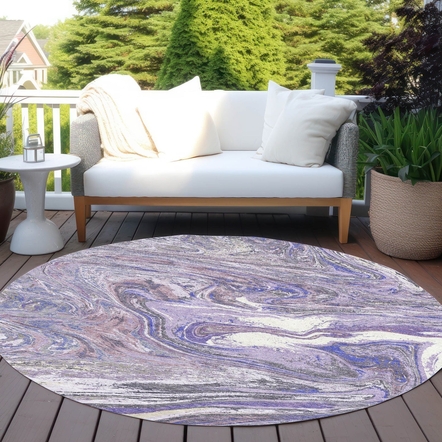 Machine Washable Indoor/ Outdoor Abstract Brushstroke Chantille Rug