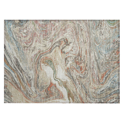Machine Washable Indoor/ Outdoor Abstract Brushstroke Chantille Rug