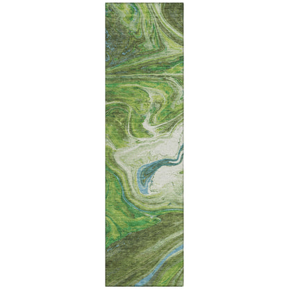 Machine Washable Indoor/ Outdoor Abstract Brushstroke Chantille Rug