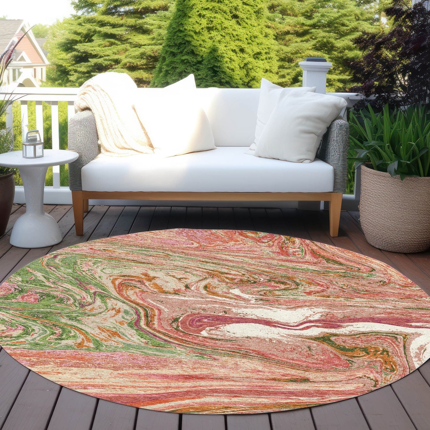 Machine Washable Indoor/ Outdoor Abstract Brushstroke Chantille Rug
