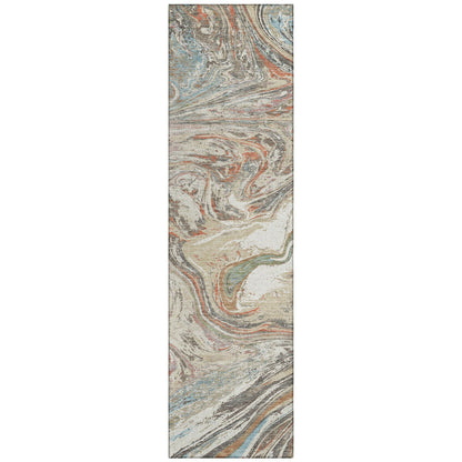 Machine Washable Indoor/ Outdoor Abstract Brushstroke Chantille Rug
