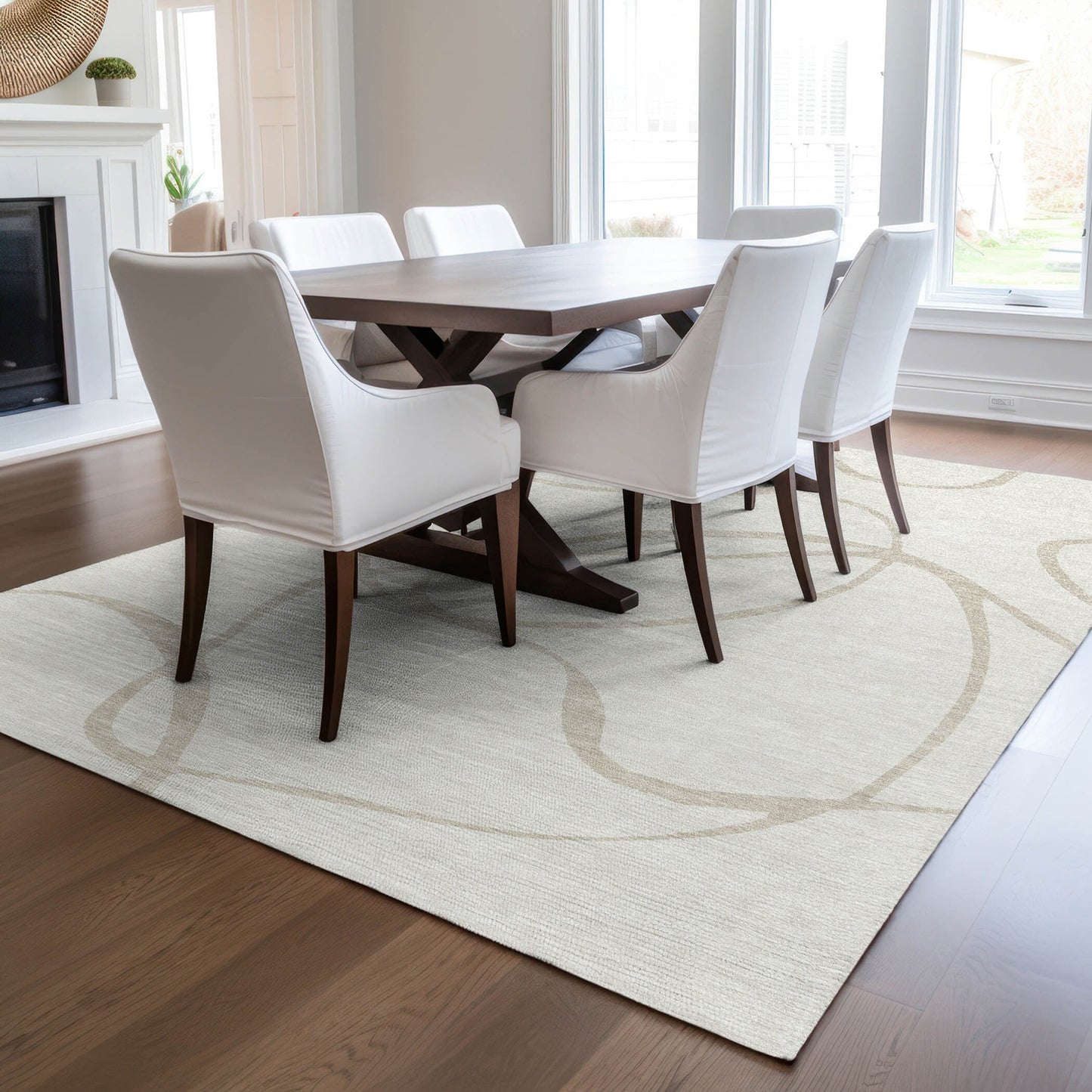 Machine Washable Indoor/ Outdoor Abstract Modern Chantille Rug