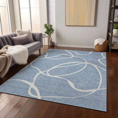 Machine Washable Indoor/ Outdoor Abstract Modern Chantille Rug