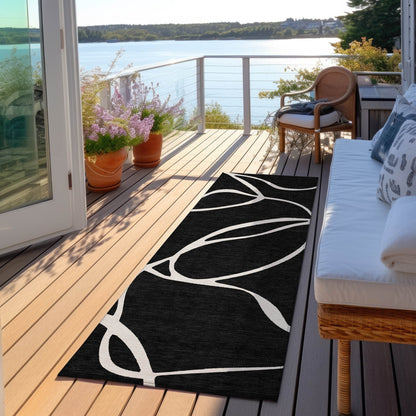 Machine Washable Indoor/ Outdoor Abstract Modern Chantille Rug