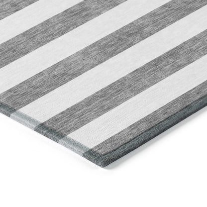 Machine Washable Indoor/ Outdoor Cabana Stripe Chantille Rug