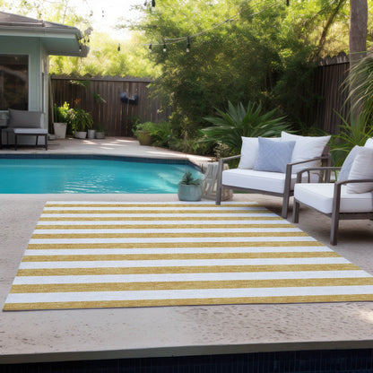 Machine Washable Indoor/ Outdoor Cabana Stripe Chantille Rug