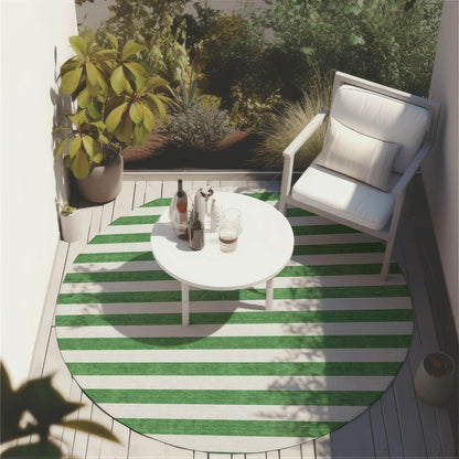 Machine Washable Indoor/ Outdoor Cabana Stripe Chantille Rug