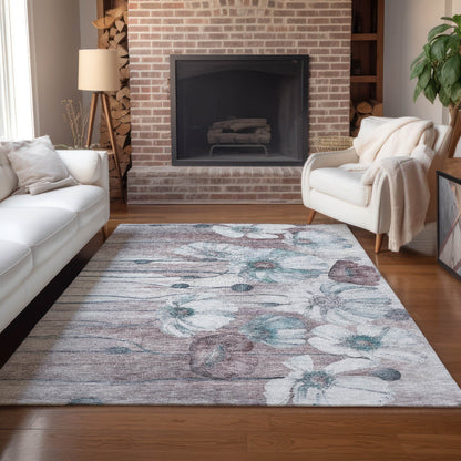 Machine Washable Indoor/ Outdoor Chantille Modern Floral Rug