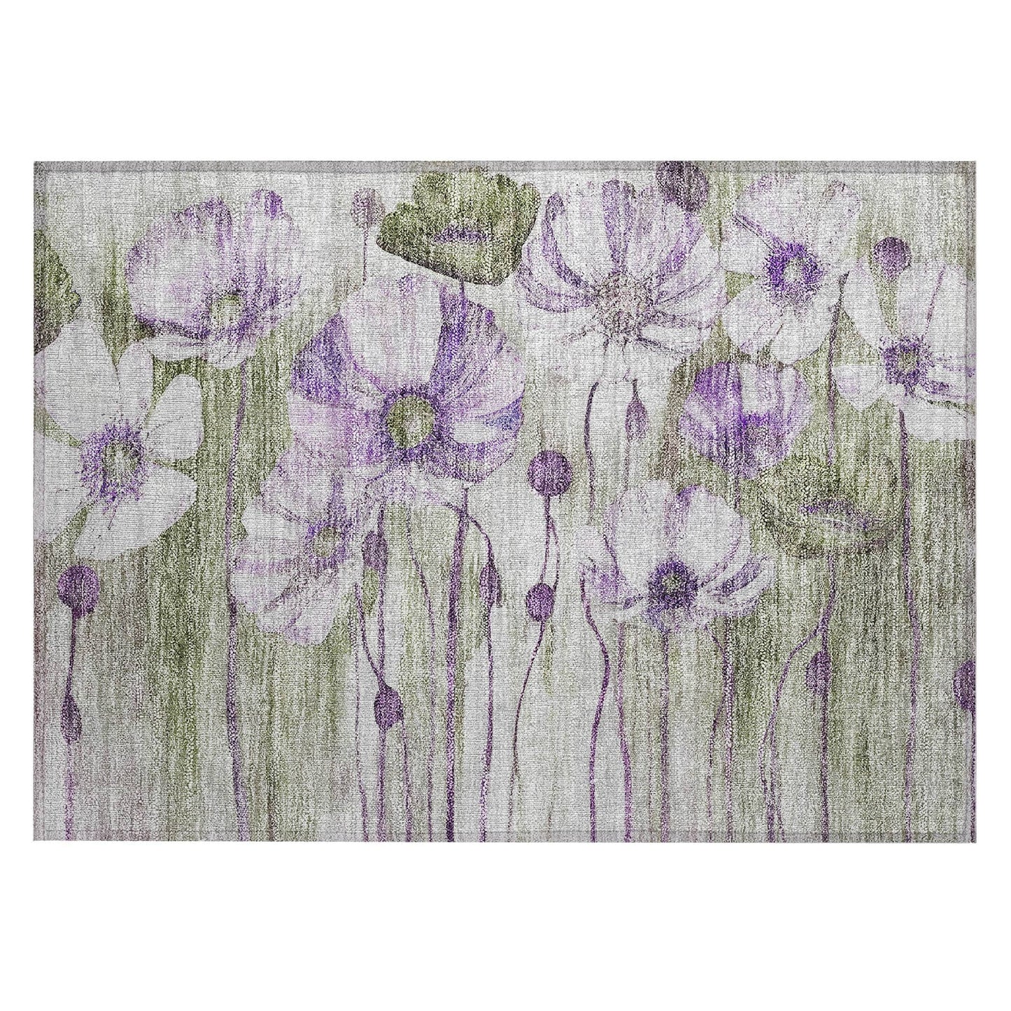 Machine Washable Indoor/ Outdoor Chantille Modern Floral Rug