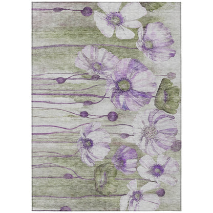 Machine Washable Indoor/ Outdoor Chantille Modern Floral Rug