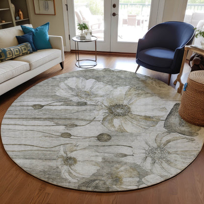 Machine Washable Indoor/ Outdoor Chantille Modern Floral Rug
