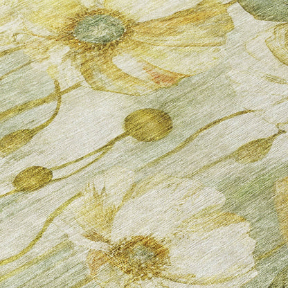 Machine Washable Indoor/ Outdoor Chantille Modern Floral Rug