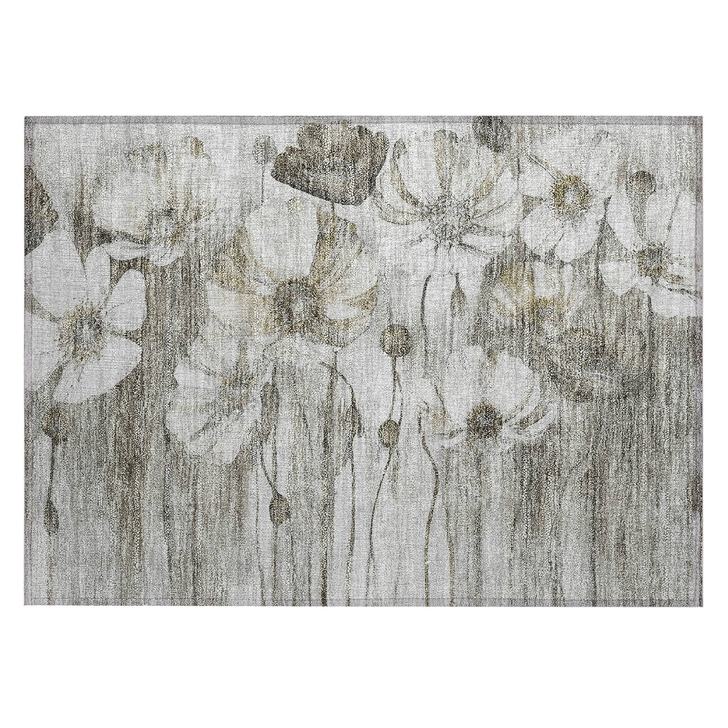 Machine Washable Indoor/ Outdoor Chantille Modern Floral Rug