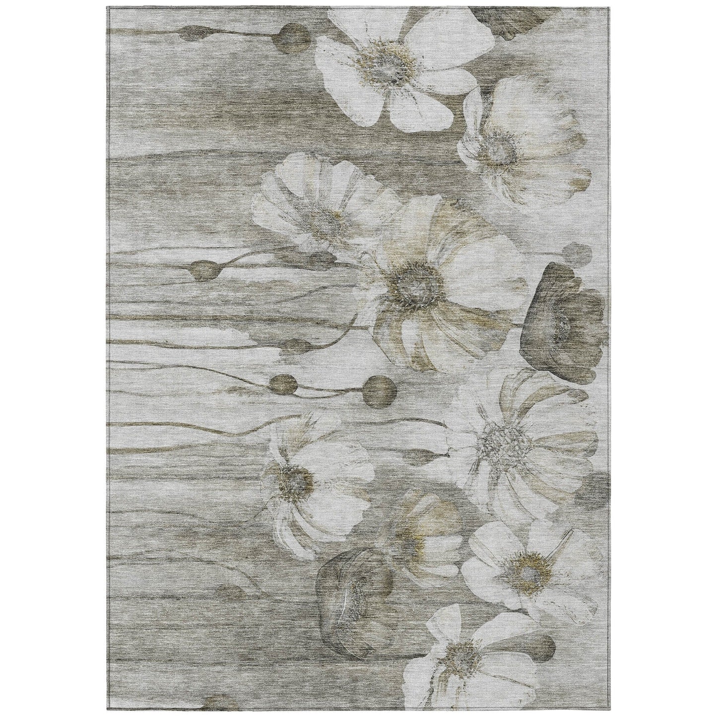 Machine Washable Indoor/ Outdoor Chantille Modern Floral Rug