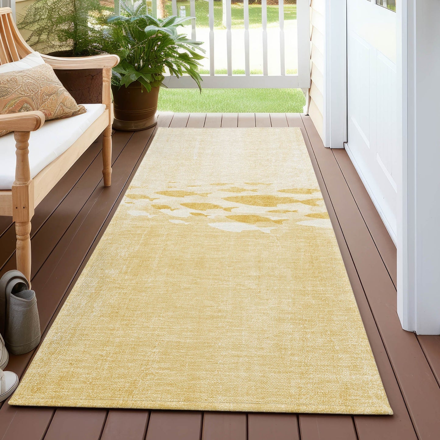 Machine Washable Indoor/ Outdoor Chantille Modern Sea Life Rug