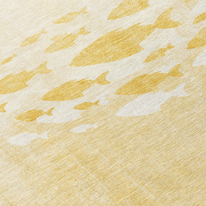 Machine Washable Indoor/ Outdoor Chantille Modern Sea Life Rug