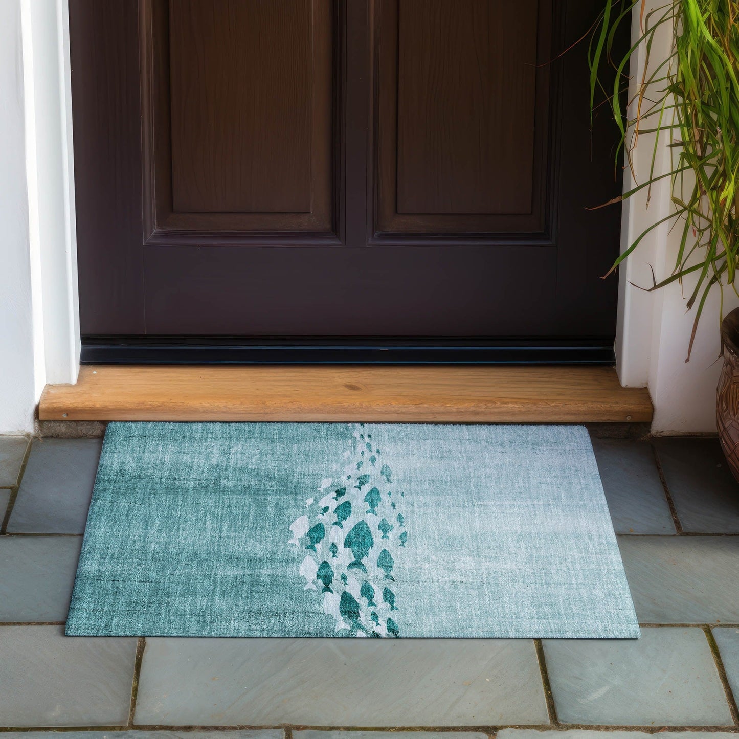 Machine Washable Indoor/ Outdoor Chantille Modern Sea Life Rug