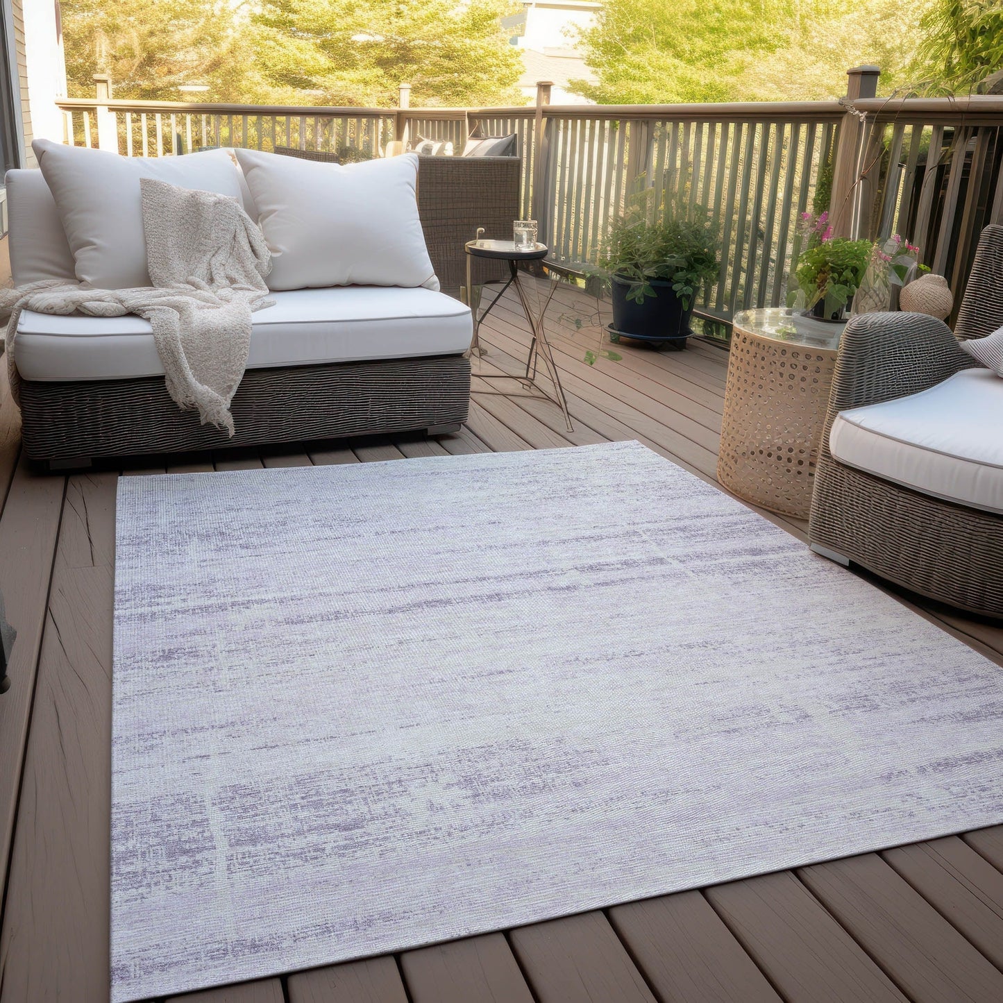 Machine Washable Indoor/ Outdoor Chantille Ombre Solid Rug