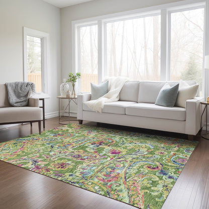 Machine Washable Indoor/ Outdoor Chantille Traditional Scroll Rug