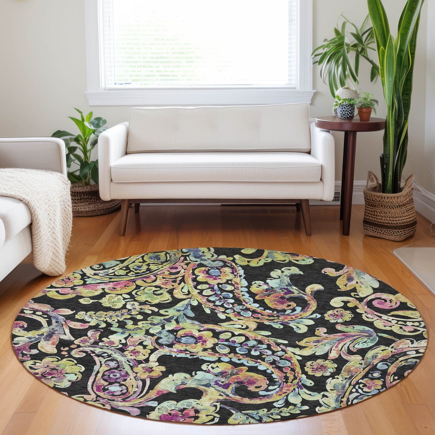 Machine Washable Indoor/ Outdoor Chantille Traditional Scroll Rug