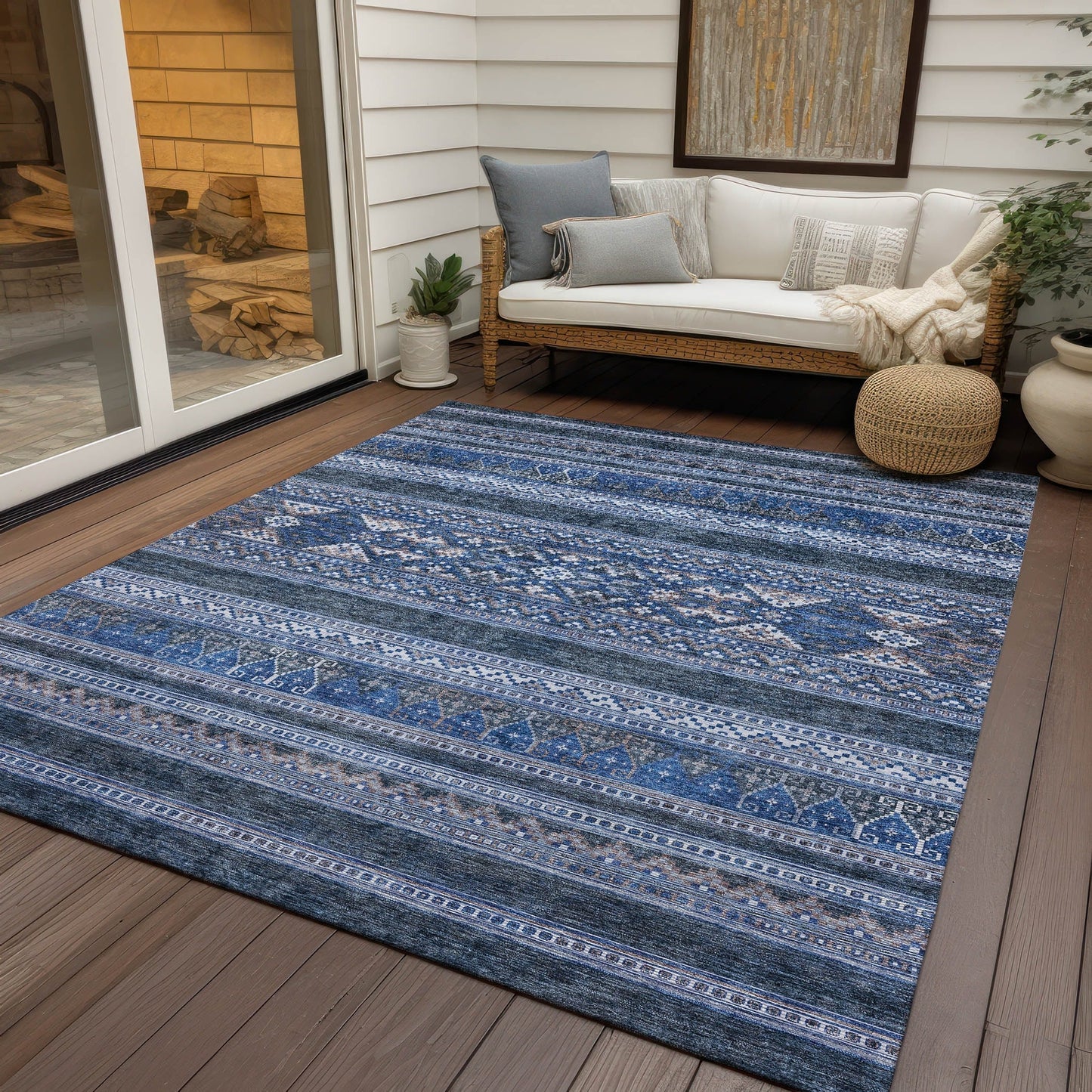 Machine Washable Indoor/ Outdoor Chantille Tribal Boho Rug