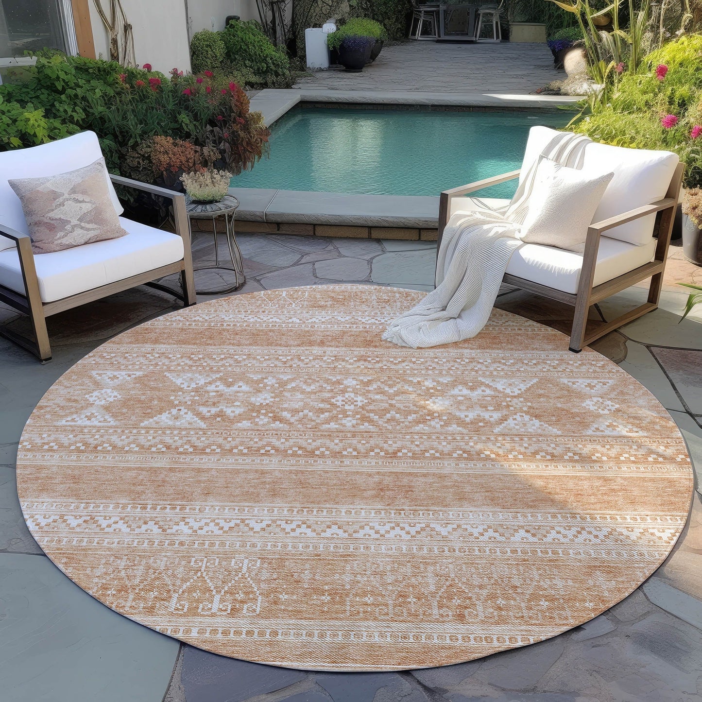 Machine Washable Indoor/ Outdoor Chantille Tribal Boho Rug