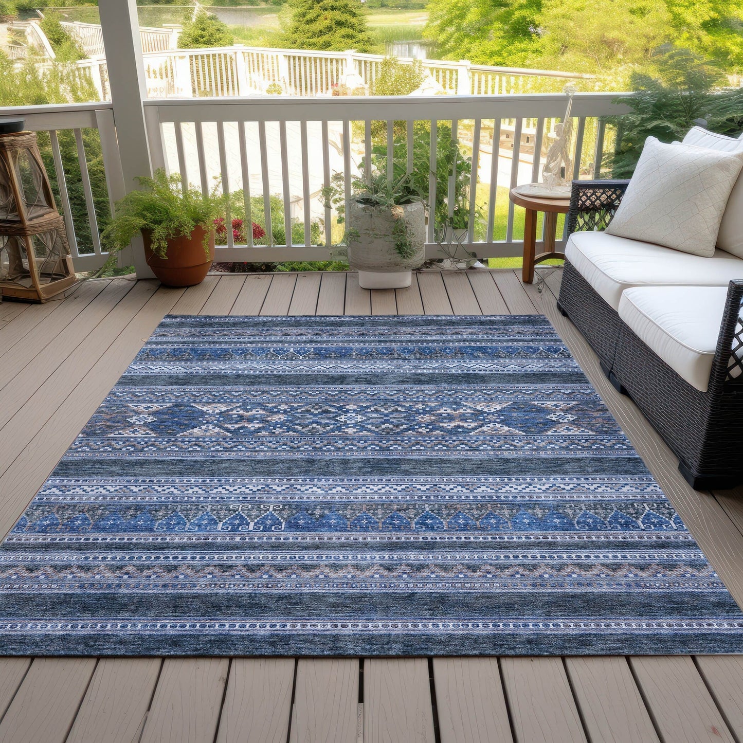 Machine Washable Indoor/ Outdoor Chantille Tribal Boho Rug