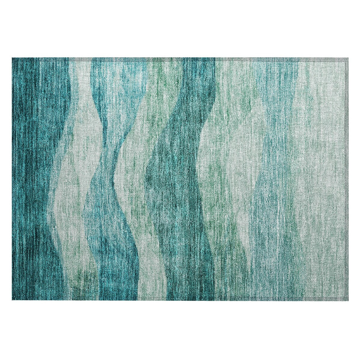 Machine Washable Indoor/ Outdoor Contemporary Waves Chantille Rug