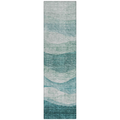 Machine Washable Indoor/ Outdoor Contemporary Waves Chantille Rug