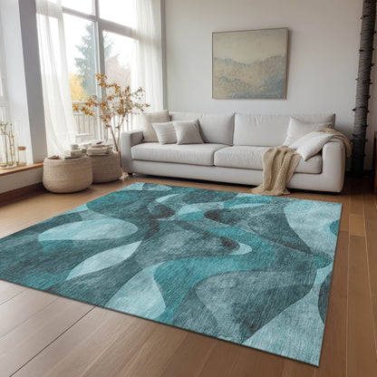 Machine Washable Indoor/ Outdoor Modern Chantille Rug