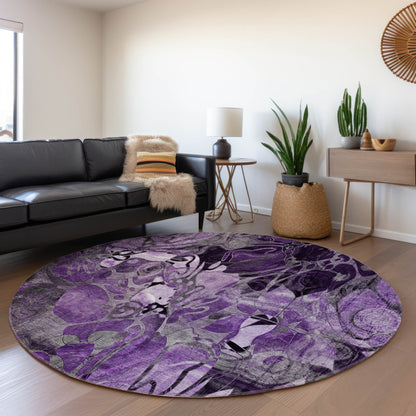 Machine Washable Indoor/ Outdoor Modern Floral Chantille Rug