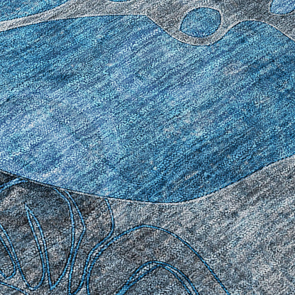 Machine Washable Indoor/ Outdoor Modern Floral Chantille Rug