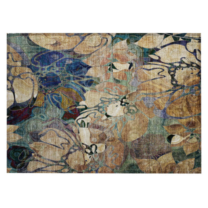 Machine Washable Indoor/ Outdoor Modern Floral Chantille Rug