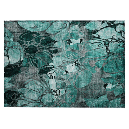 Machine Washable Indoor/ Outdoor Modern Floral Chantille Rug