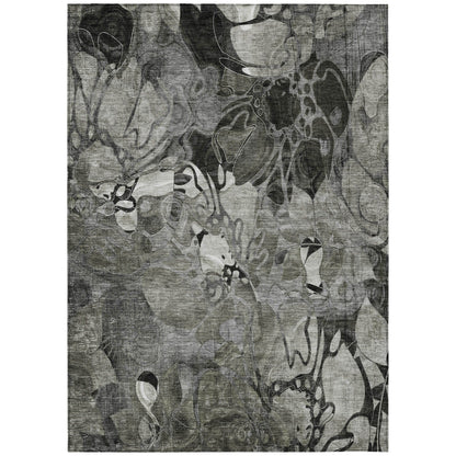 Machine Washable Indoor/ Outdoor Modern Floral Chantille Rug
