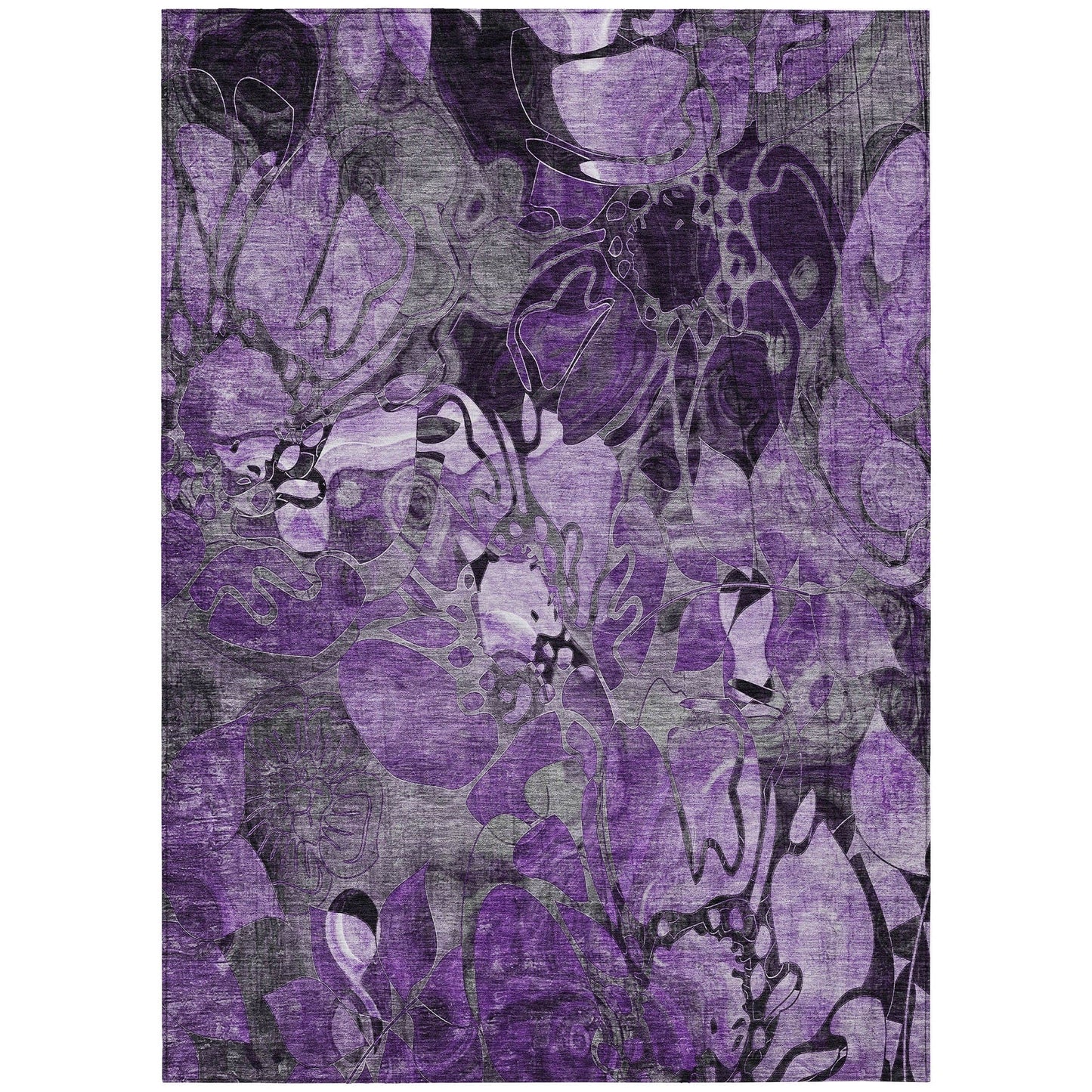 Machine Washable Indoor/ Outdoor Modern Floral Chantille Rug
