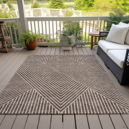 Machine Washable Indoor/ Outdoor Modern Geo Chantille Rug