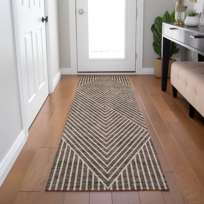 Machine Washable Indoor/ Outdoor Modern Geo Chantille Rug