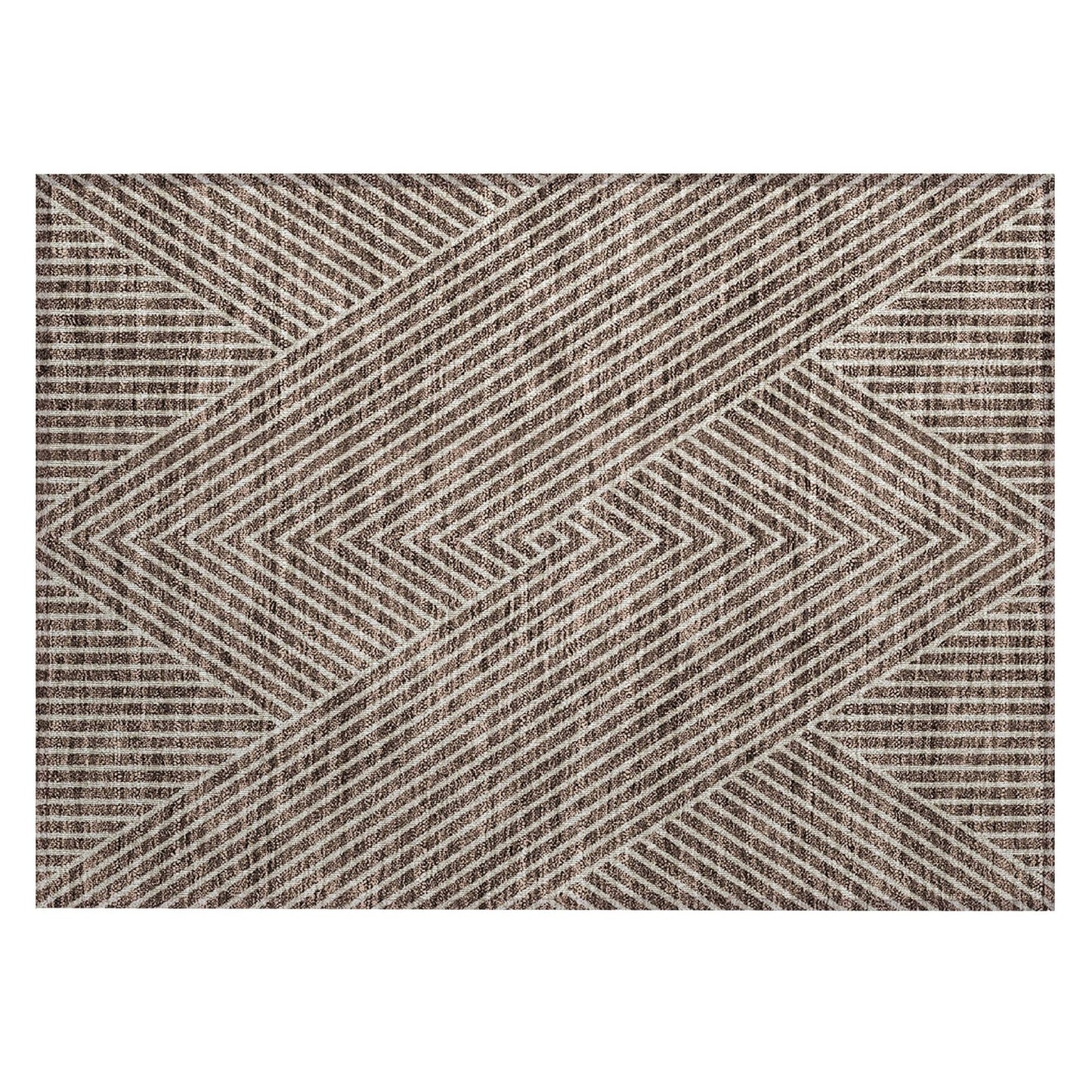 Machine Washable Indoor/ Outdoor Modern Geo Chantille Rug
