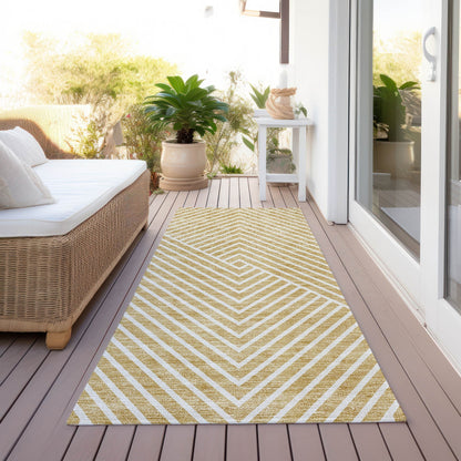 Machine Washable Indoor/ Outdoor Modern Geo Chantille Rug