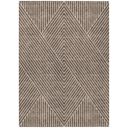 Machine Washable Indoor/ Outdoor Modern Geo Chantille Rug