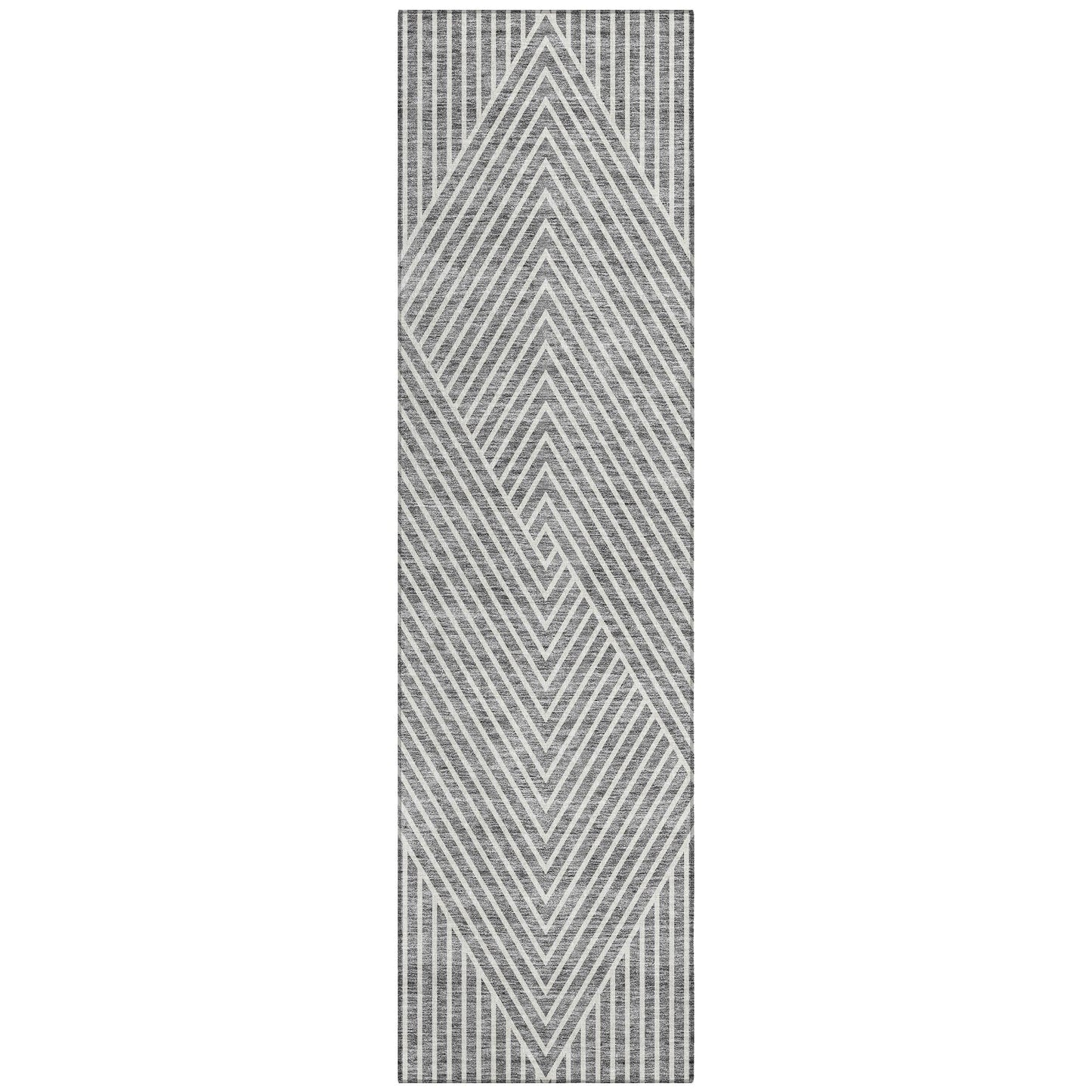 Machine Washable Indoor/ Outdoor Modern Geo Chantille Rug