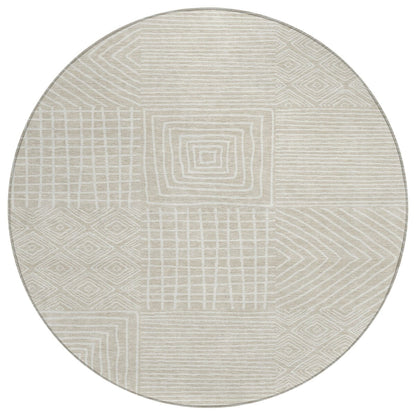 Machine Washable Indoor/ Outdoor Modern Mosaic Chantille Rug